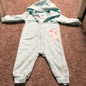 Warm fleece one-piece 6-9 mo girl baby